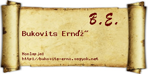 Bukovits Ernő névjegykártya